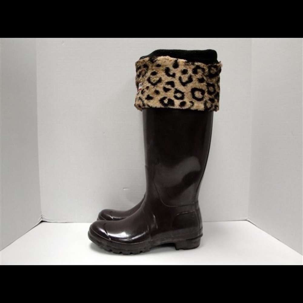 Cheetah 🧡💛🖤SOX with HUNTER BROWN RAIN BOOTS 8
